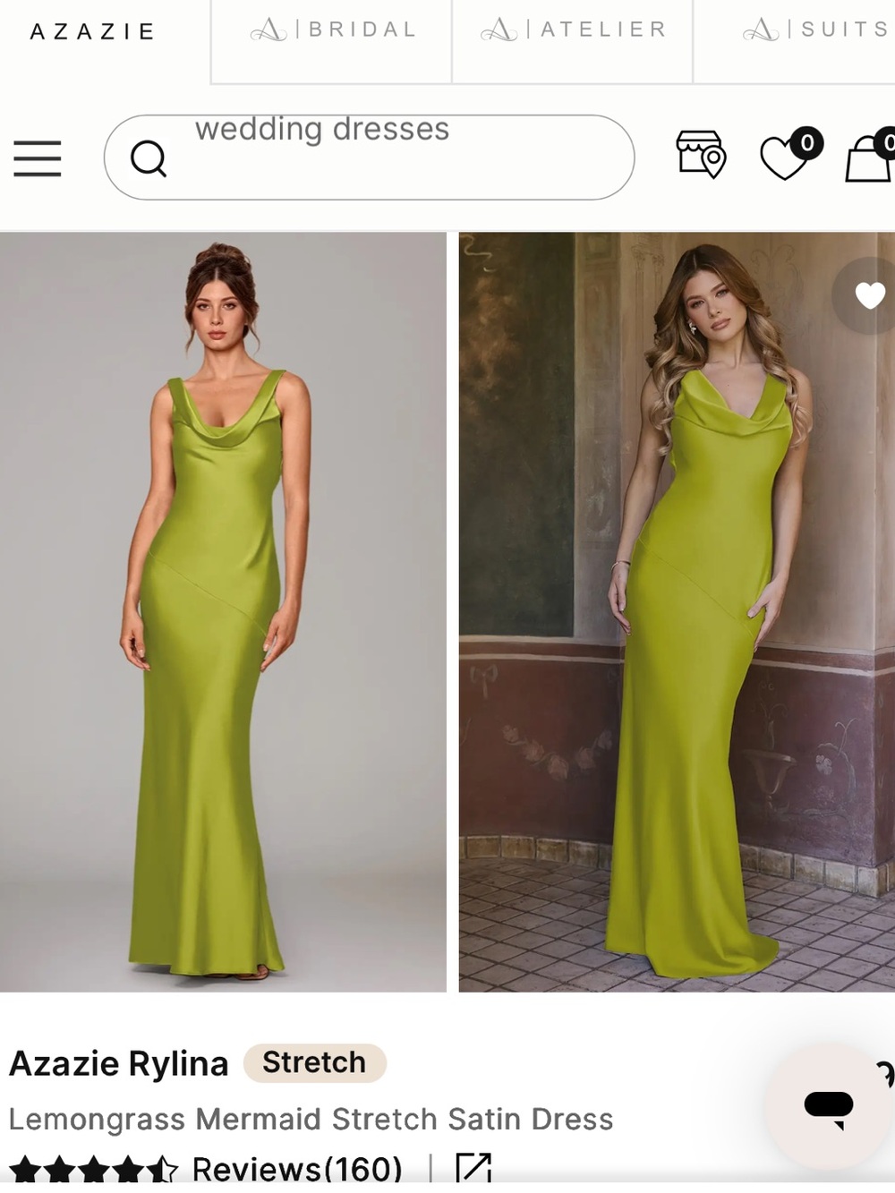 Azazie Lemongrass Rylina Mermaid Satin Dress- unaltered size A2